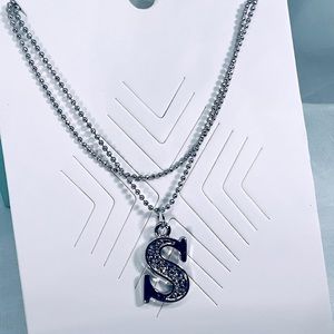 S Personalized Initial Crystal Accented Necklace Deadstock NWT Gifts for Her